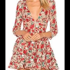 Lovers + Friends Vira Dress Floral Crochet L NWOT